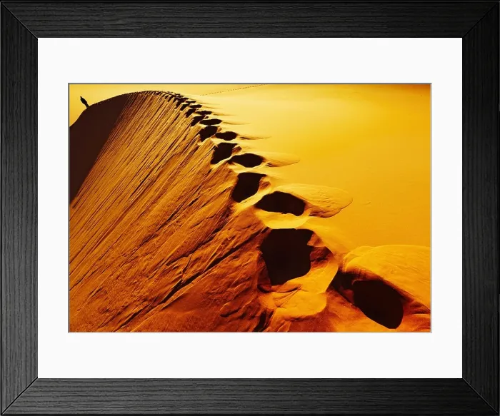 Framed Print : Footprints on sand dune, Sahara Desert, Algeria Framed Print : Footprints on sand dune, Sahara Desert, Algeria