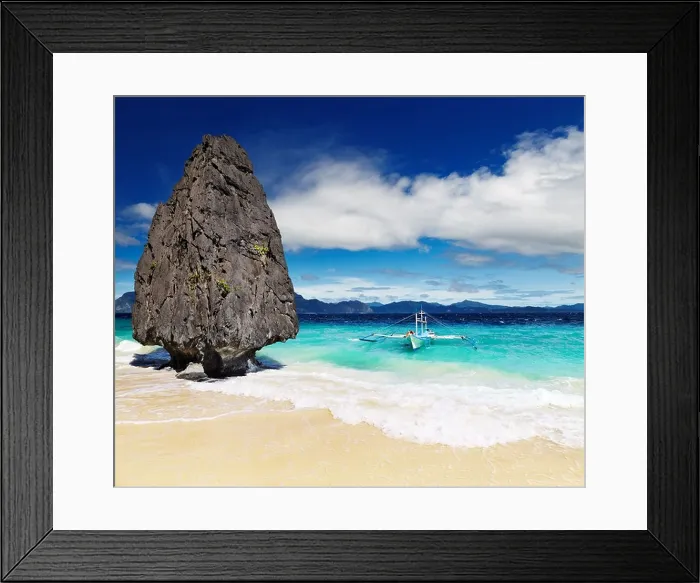Framed Print : Tropical beach with bizarre rocks, El Nido, Philippines Framed Print : Tropical beach with bizarre rocks, El Nido, Philippines