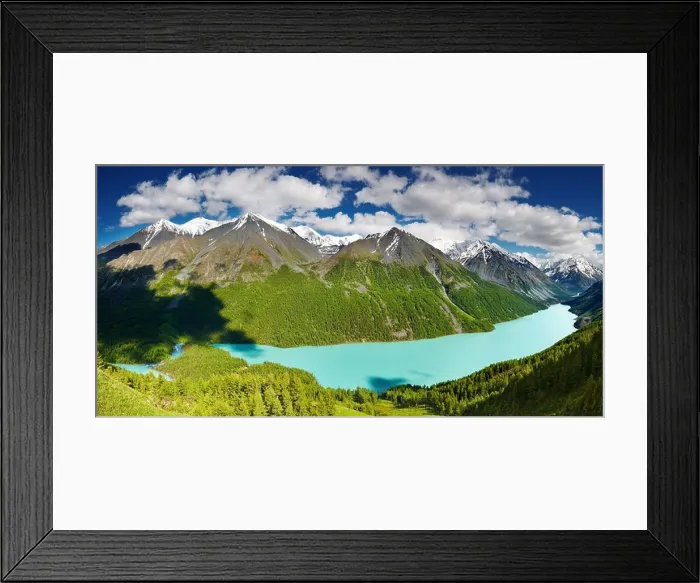 Framed Print : Beautiful turquoise lake Kucherlinskoe in Altai mountains Framed Print : Beautiful turquoise lake Kucherlinskoe in Altai mountains