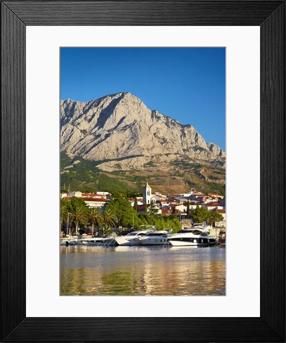 Framed Print : Harbour in Baska Voda Village, region Makarska Riviera, Dalmatia, Croatia Framed Print : Harbour in Baska Voda Village, region Makarska Riviera, Dalmatia, Croatia