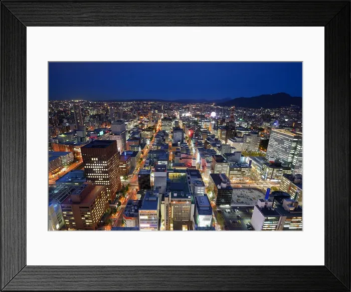 Framed Print : Cityscape of Downtown Sapporo, Japan Framed Print : Cityscape of Downtown Sapporo, Japan