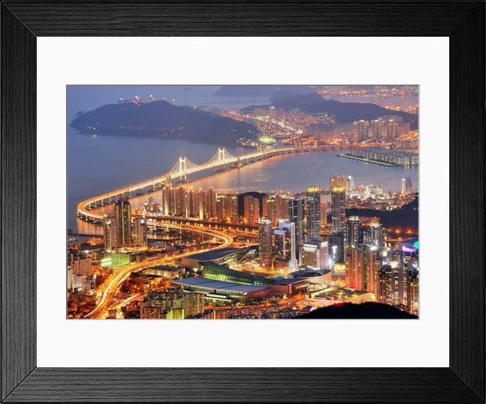 Framed Print : Skyline of Busan, South Korea at night Framed Print : Skyline of Busan, South Korea at night