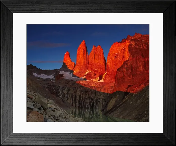 Framed Print : Dramatical sunrise in Torres del Paine national park, Patagonia, Chile Framed Print : Dramatical sunrise in Torres del Paine national park, Patagonia, Chile