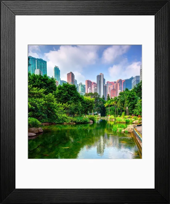 Framed Print : Pond and landscape of Hong Kong Park Framed Print : Pond and landscape of Hong Kong Park