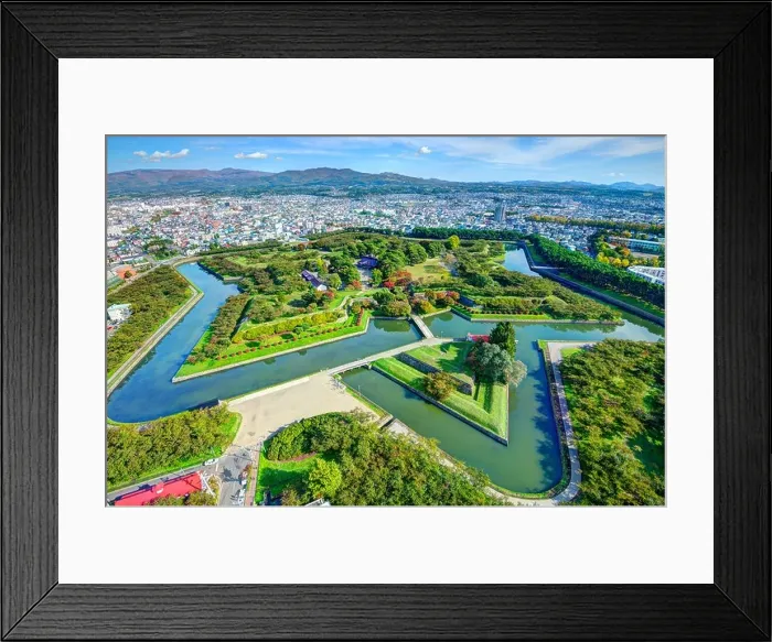 Framed Print : Goryokaku Park in Hakodate, Hokkaido, Japan was originally a star fort designed in 1855 Framed Print : Goryokaku Park in Hakodate, Hokkaido, Japan was originally a star fort designed in 1855