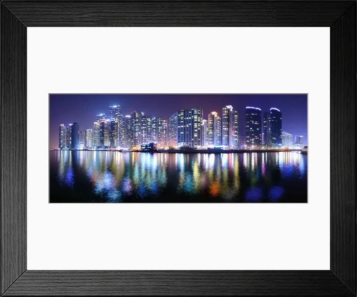 Framed Print : Busan, South Korea skyline at Haeundae district Framed Print : Busan, South Korea skyline at Haeundae district
