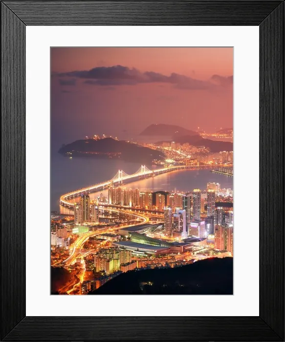 Framed Print : Skyline of Busan, South Korea at night Framed Print : Skyline of Busan, South Korea at night