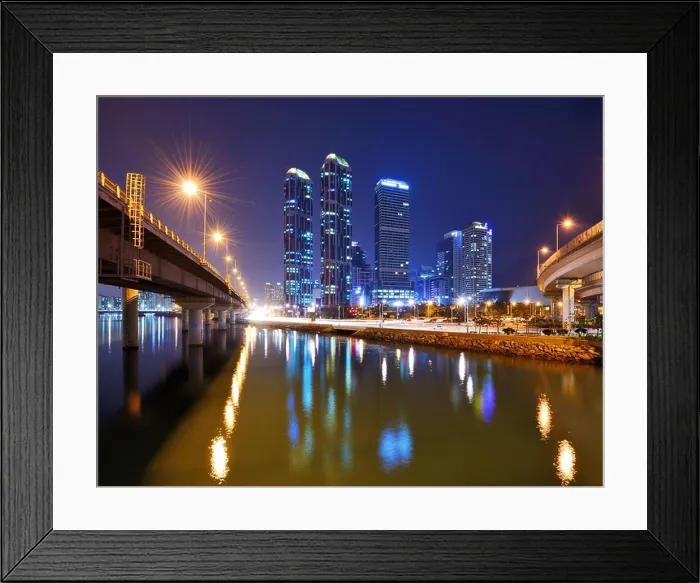 Framed Print : Skyline of Busan, South Korea at night Framed Print : Skyline of Busan, South Korea at night