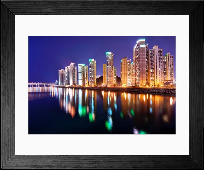 Framed Print : Skyline of Busan, South Korea at night Framed Print : Skyline of Busan, South Korea at night
