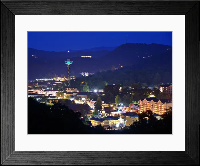 Framed Print : The skyline of downtown Gatlinburg, Tennessee, USA in the Great Smoky Mountains Framed Print : The skyline of downtown Gatlinburg, Tennessee, USA in the Great Smoky Mountains
