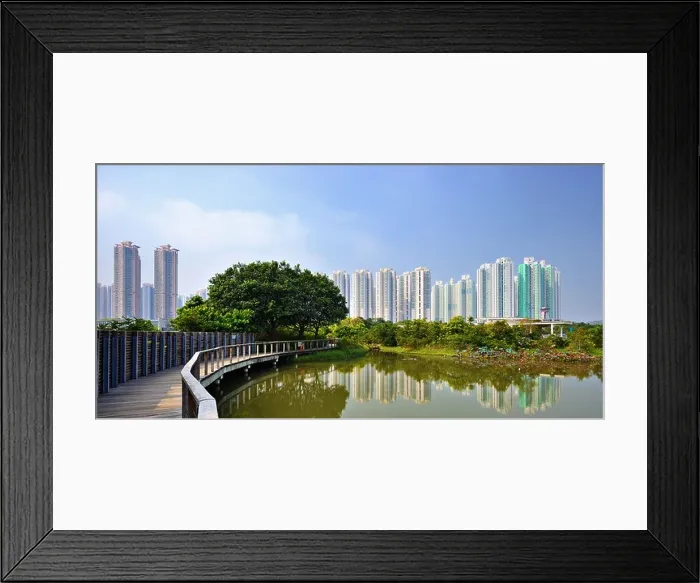 Framed Print : High rise apartments above Wetland Park in Hong Kong, China Framed Print : High rise apartments above Wetland Park in Hong Kong, China