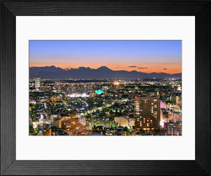 Framed Print : Tokyo, Japan cityscape at Ebisu district with Mt. Fuji in the distance Framed Print : Tokyo, Japan cityscape at Ebisu district with Mt. Fuji in the distance