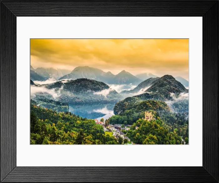 Framed Print : Misty day in the Bavarian Alps near Fussen, Germany Framed Print : Misty day in the Bavarian Alps near Fussen, Germany
