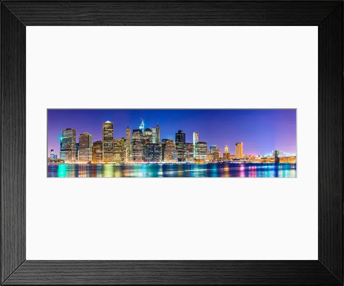 Framed Print : Famous view of New York City over the East River towards the financial district in the borough of Manhattan Framed Print : Famous view of New York City over the East River towards the financial district in the borough of Manhattan