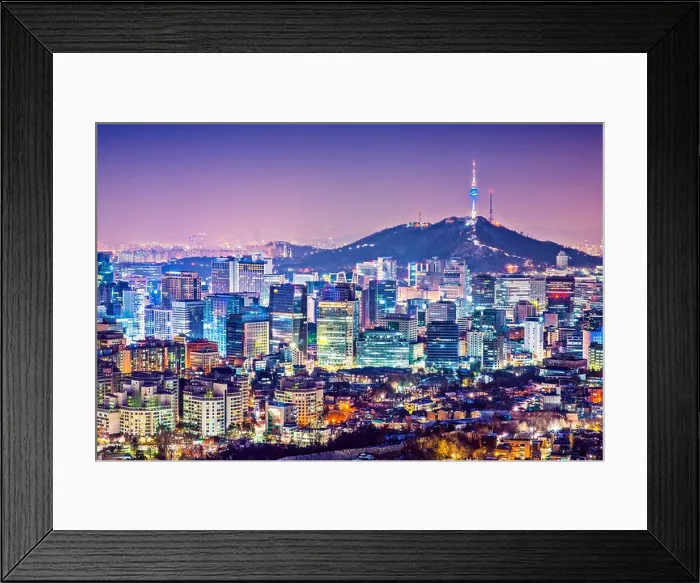 Framed Print : Seoul, South Korea city skyline nighttime skyline Framed Print : Seoul, South Korea city skyline nighttime skyline