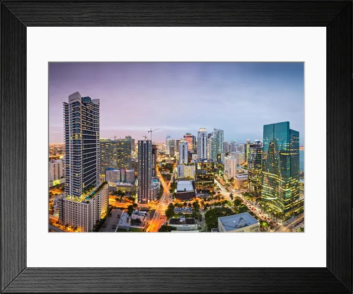Framed Print : Miami, Florida, USA downtown nightt aerial cityscape at night Framed Print : Miami, Florida, USA downtown nightt aerial cityscape at night