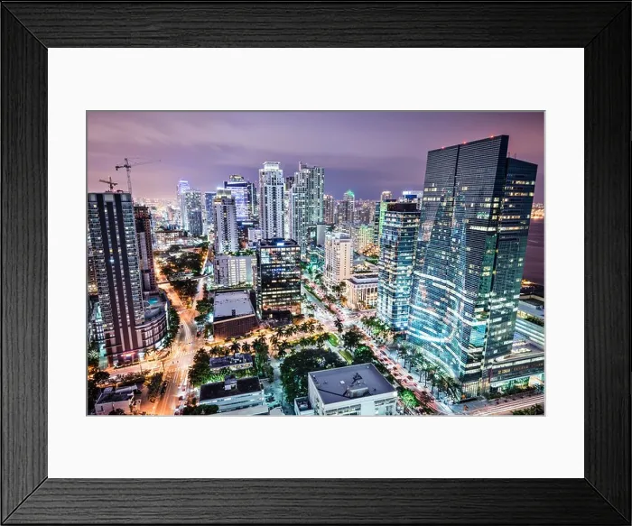 Framed Print : Miami, Florida, USA downtown nightt aerial cityscape at night Framed Print : Miami, Florida, USA downtown nightt aerial cityscape at night