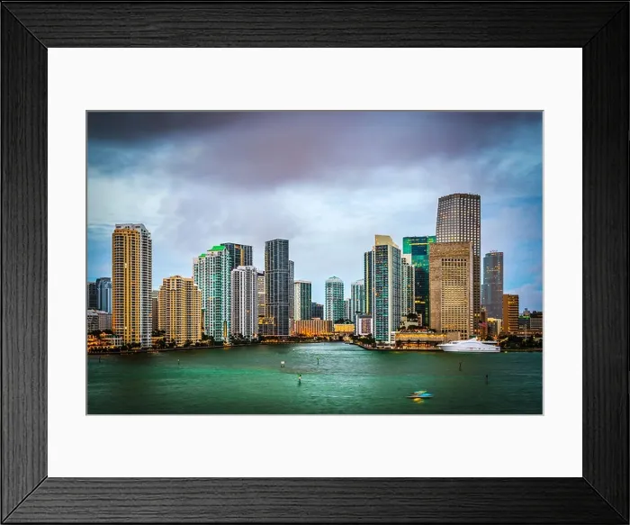 Framed Print : Miami, Florida skyline at Biscayne Bay Framed Print : Miami, Florida skyline at Biscayne Bay