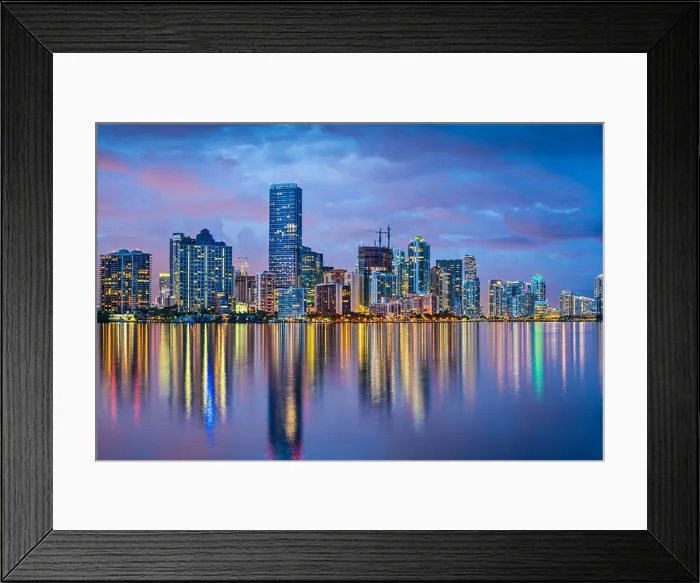 Framed Print : Miami, Florida skyline at Biscayne Bay Framed Print : Miami, Florida skyline at Biscayne Bay