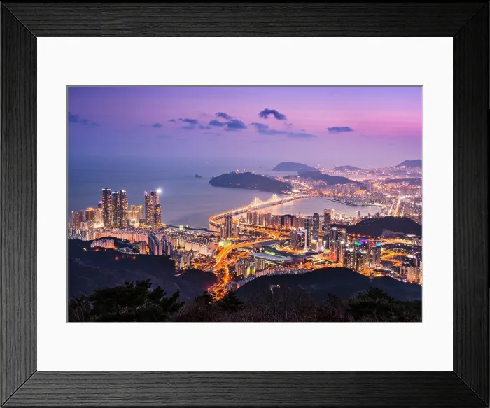 Framed Print : Skyline of Busan, South Korea at night Framed Print : Skyline of Busan, South Korea at night