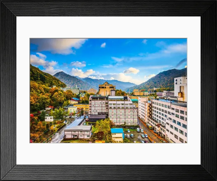 Framed Print : Jozankei, Japan hot spring resort town during the autumn season Framed Print : Jozankei, Japan hot spring resort town during the autumn season
