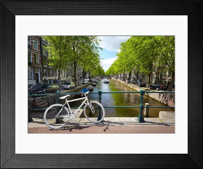 Framed Print : View at bicycle and canal - Amsterdam, Holland Netherlands Framed Print : View at bicycle and canal - Amsterdam, Holland Netherlands