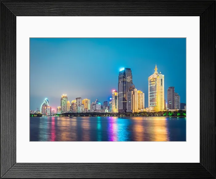 Framed Print : Xiamen, China skyline on Yundang Lake at twilight Framed Print : Xiamen, China skyline on Yundang Lake at twilight