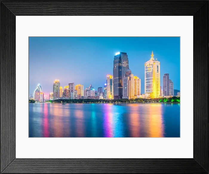 Framed Print : Xiamen, China skyline at twilight Framed Print : Xiamen, China skyline at twilight