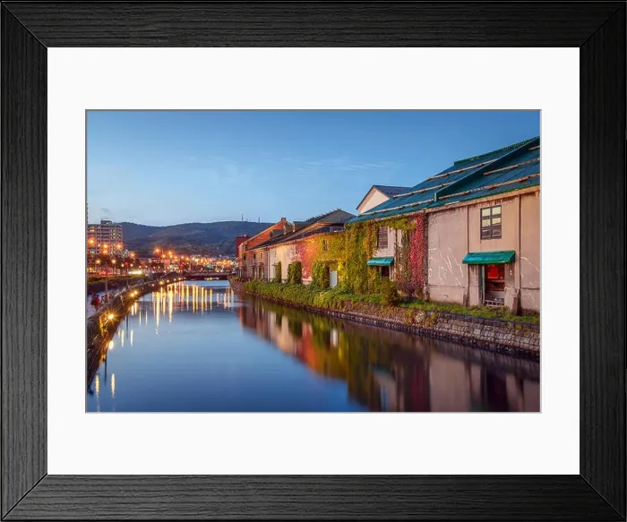 Framed Print : Otaru, Hokkaido, Japan at the historic warehouses and canal Framed Print : Otaru, Hokkaido, Japan at the historic warehouses and canal