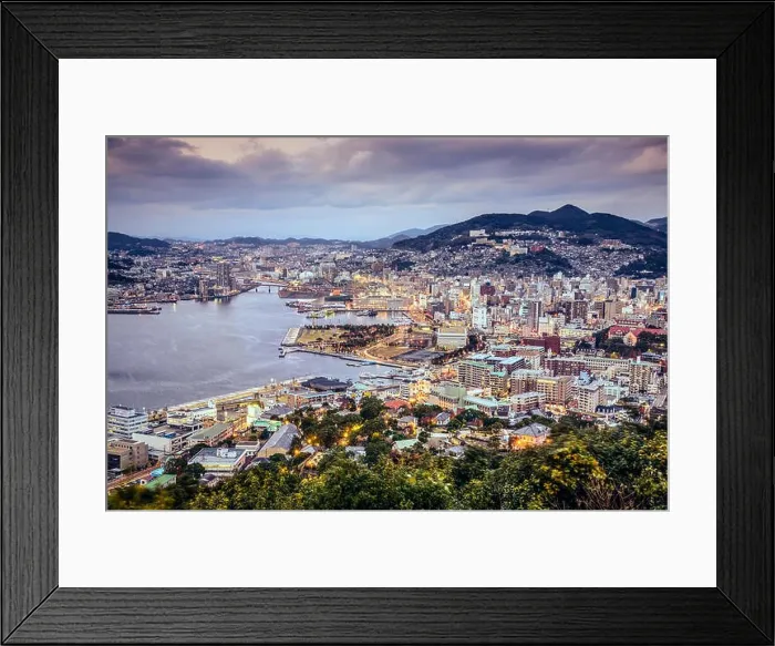 Framed Print : Nagasaki, Japan city skyline at dusk Framed Print : Nagasaki, Japan city skyline at dusk