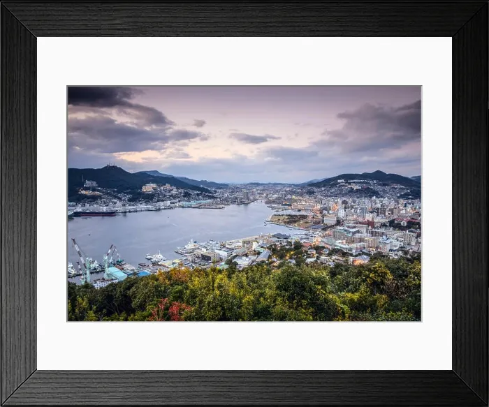 Framed Print : Nagasaki, Japan city skyline at dusk Framed Print : Nagasaki, Japan city skyline at dusk