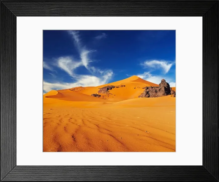Framed Print : Sand dunes and rocks, Sahara Desert, Algeria Framed Print : Sand dunes and rocks, Sahara Desert, Algeria