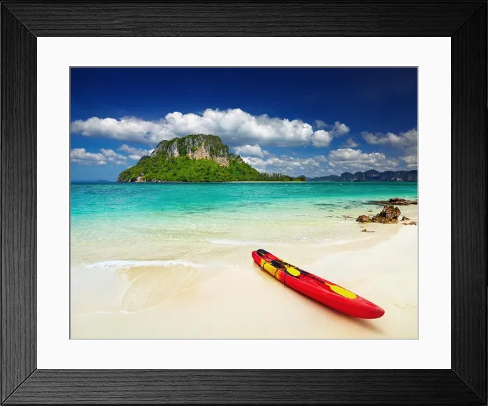 Framed Print : Colorful kayak on the tropical beach, Thailand Framed Print : Colorful kayak on the tropical beach, Thailand