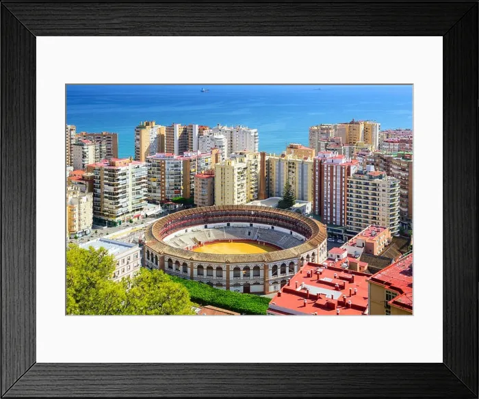 Framed Print : Malaga, Spain cityscape at the bullring Framed Print : Malaga, Spain cityscape at the bullring