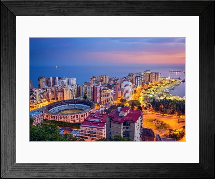 Framed Print : Malaga, Spain cityscape at the bullring Framed Print : Malaga, Spain cityscape at the bullring
