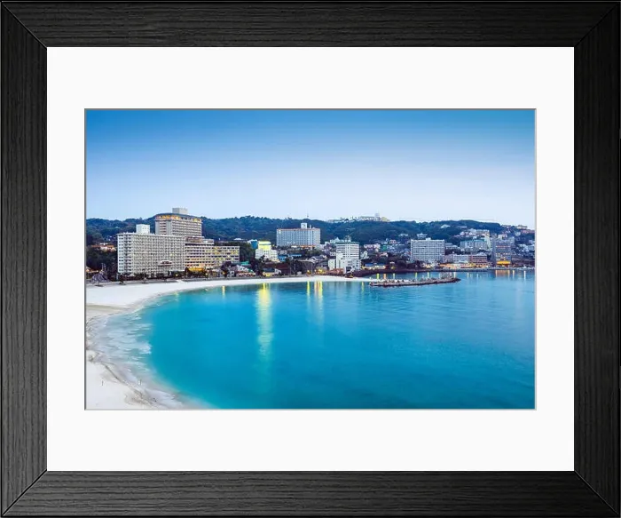 Framed Print : Shirahama, Japan Beachfront Skyline at twilight Framed Print : Shirahama, Japan Beachfront Skyline at twilight