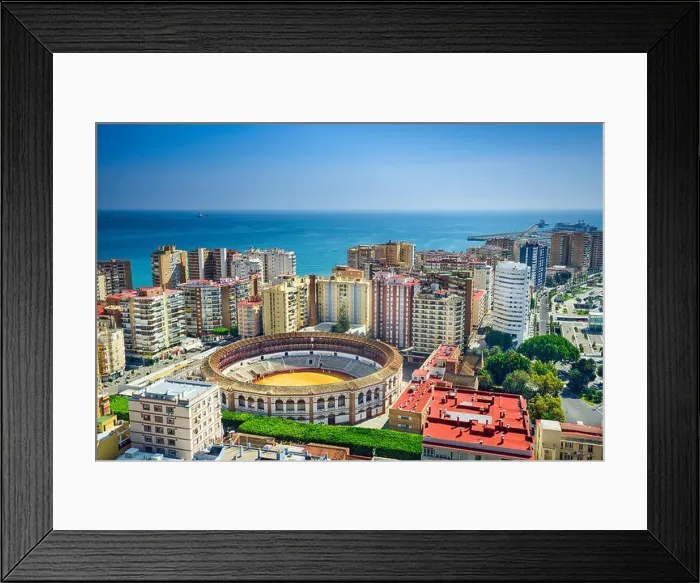 Framed Print : Malaga, Spain cityscape at the bullring Framed Print : Malaga, Spain cityscape at the bullring
