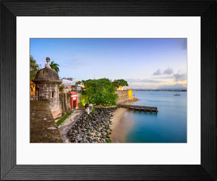 Framed Print : San Juan, Puerto Rico old city view over Paseo de la Princesa Framed Print : San Juan, Puerto Rico old city view over Paseo de la Princesa