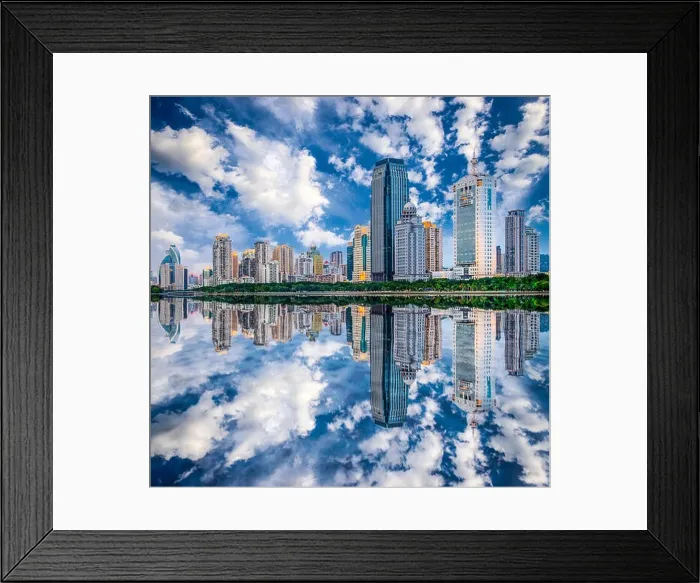 Framed Print : Xiamen, China skyline on Yundang Lake Framed Print : Xiamen, China skyline on Yundang Lake