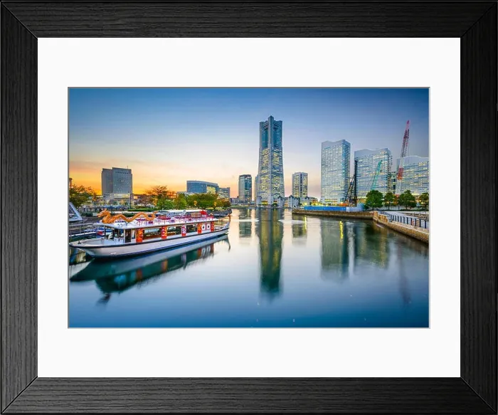 Framed Print : Yokohama, Japan cityscape at Minato-Mirai waterfront Framed Print : Yokohama, Japan cityscape at Minato-Mirai waterfront