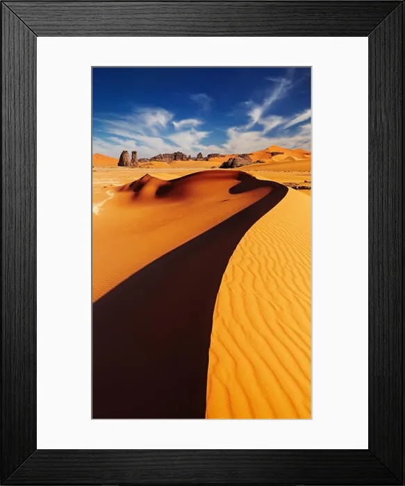 Framed Print : Sand dunes and rocks, Sahara Desert, Algeria Framed Print : Sand dunes and rocks, Sahara Desert, Algeria