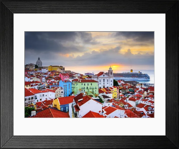 Framed Print : Lisbon, Portugal sunrise skyline at Alfama District Framed Print : Lisbon, Portugal sunrise skyline at Alfama District