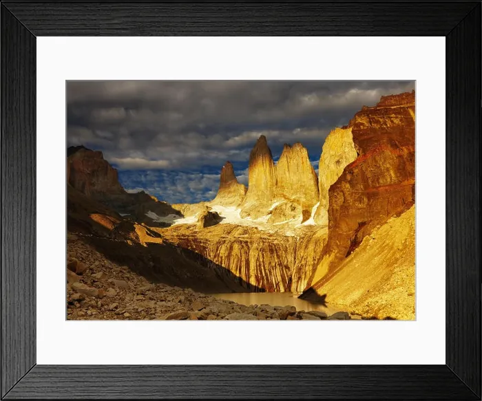 Framed Print : Towers at sunrise, Torres del Paine National Park, Patagonia, Chile Framed Print : Towers at sunrise, Torres del Paine National Park, Patagonia, Chile