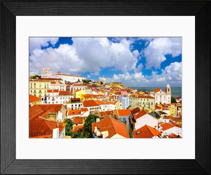 Framed Print : Lisbon, Portugal old town skyline in the Alfama district Framed Print : Lisbon, Portugal old town skyline in the Alfama district