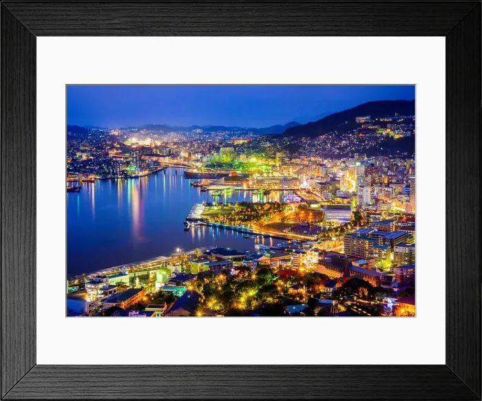 Framed Print : Nagasaki, Japan cityscape at the bay Framed Print : Nagasaki, Japan cityscape at the bay