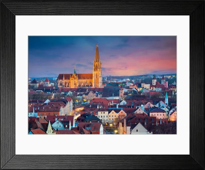 Framed Print : Regensburg. Image of unesco heritage and historic bavarian city Regensburg Framed Print : Regensburg. Image of unesco heritage and historic bavarian city Regensburg