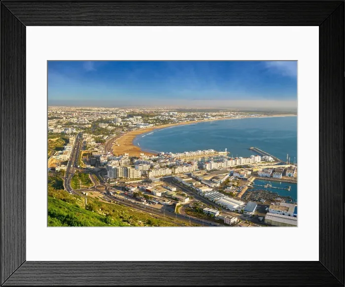 Framed Print : Agadir, view of the beach and Marina, Morocco, North Africa Framed Print : Agadir, view of the beach and Marina, Morocco, North Africa