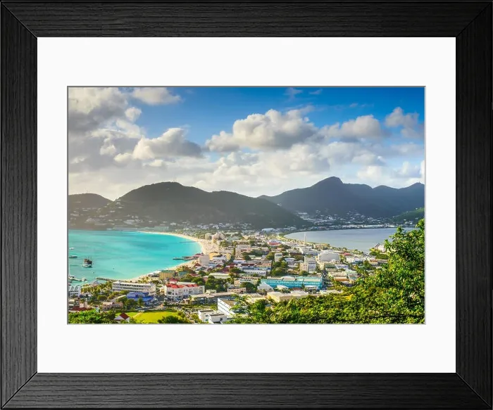 Framed Print : Philipsburg, Sint Maarten, cityscape at the Great Salt Pond Framed Print : Philipsburg, Sint Maarten, cityscape at the Great Salt Pond
