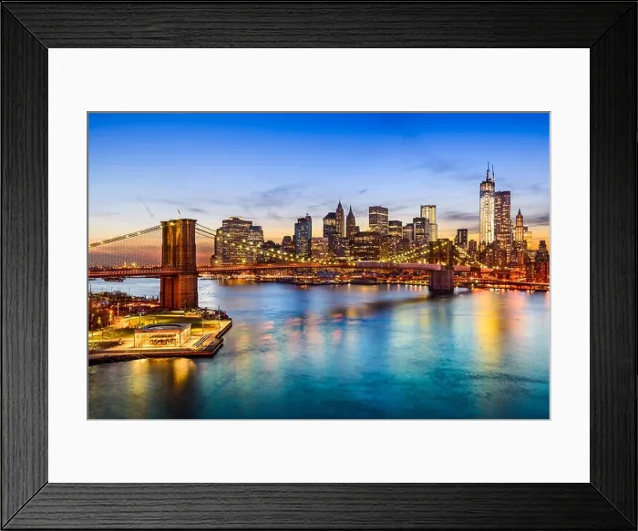 Framed Print : New York City, USA skyline over East River and Brooklyn Bridge Framed Print : New York City, USA skyline over East River and Brooklyn Bridge