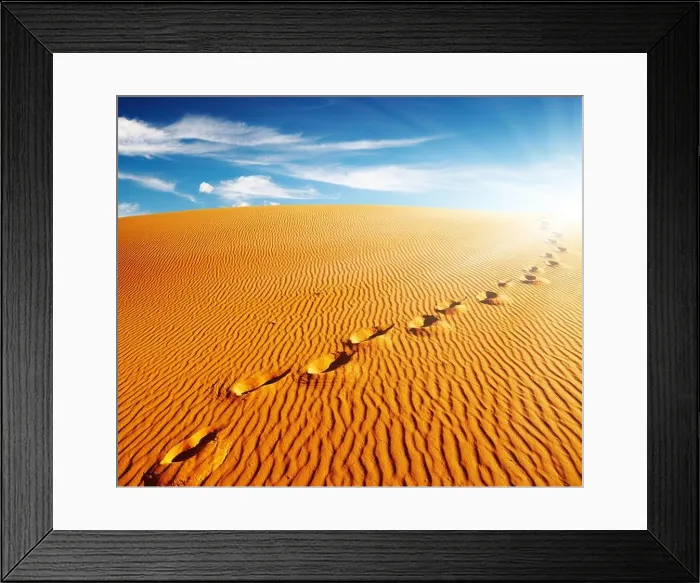 Framed Print : Footprints on sand dune, Sahara Desert, Algeria Framed Print : Footprints on sand dune, Sahara Desert, Algeria